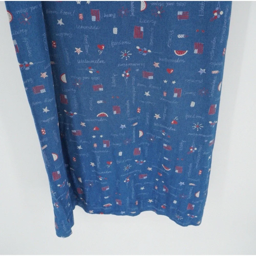 Vintage Koret Denim Maxi Sleeveless Dress Americana 4th Of July Medium